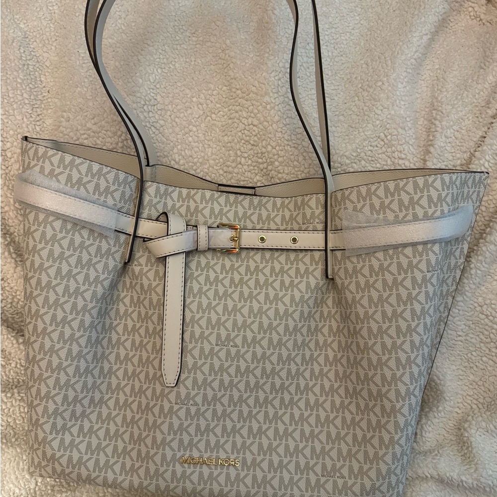 Michael Kors Gray Elegant Tote Bag with Monogram Print